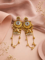 Aanura Gold Plated Temple Statement Earrings