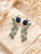 Aanura Blue Sapphire Leaf Cascade Earrings