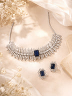 Aanura Ruby Emerald-Cut Necklace Set in Stainless Steel