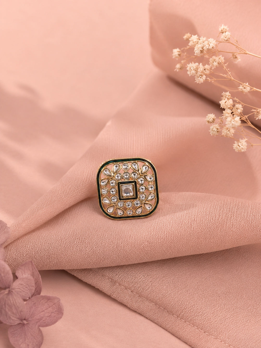 Aanura Ornate Square Adjustable Statement Ring