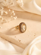 18K Gold Plated Crystal Statement Anti-Tarnish Waterproof Ring