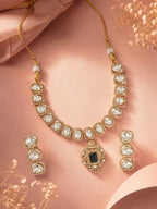 Aanura Kundan Necklace with Pink Stone Heritage Pendant