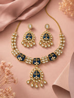 Aanura Green Kundan Pendant Necklace & Earrings Set
