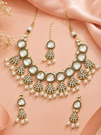 Aanura Gold Traditional Necklace Set With Earrings