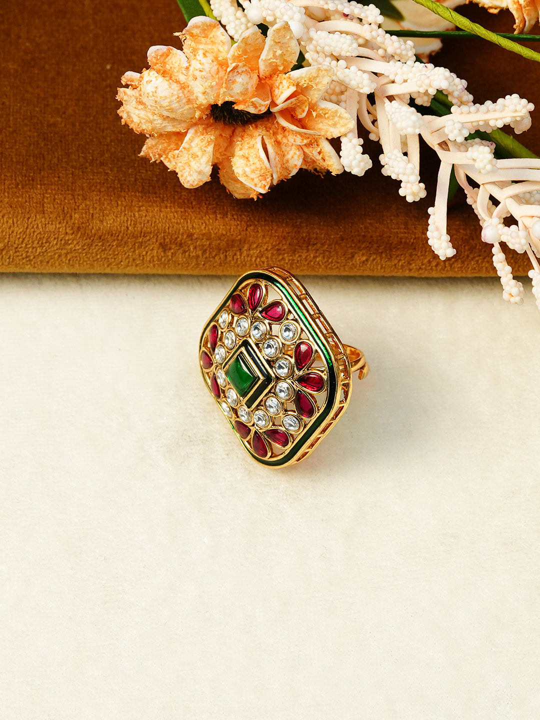 Aanura Ornate Square Adjustable Statement Ring
