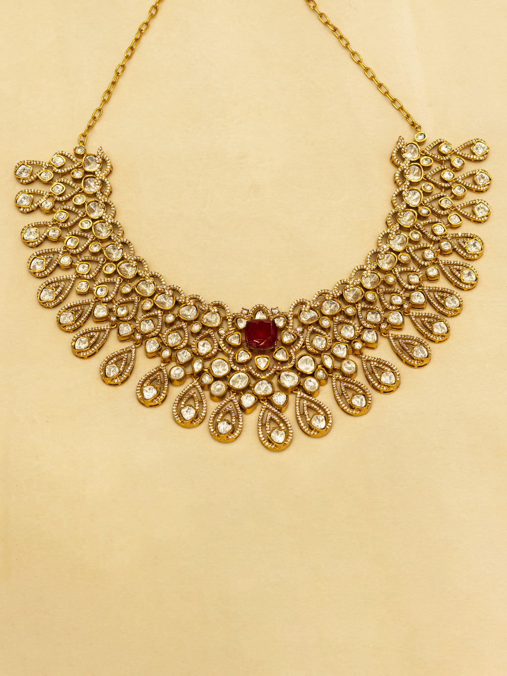 Aanura Bridal Emerald Kundan Necklace with Tikka Set