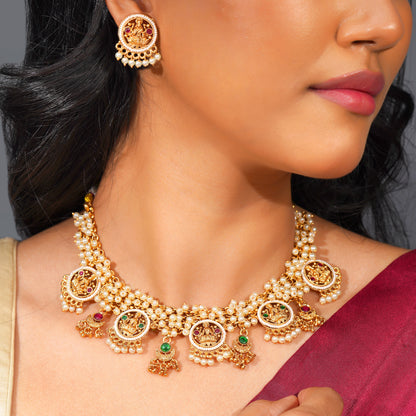 Aanura Traditional Necklace Set in Gold-Plated Finish