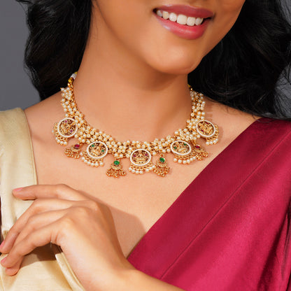 Aanura Traditional Necklace Set in Gold-Plated Finish
