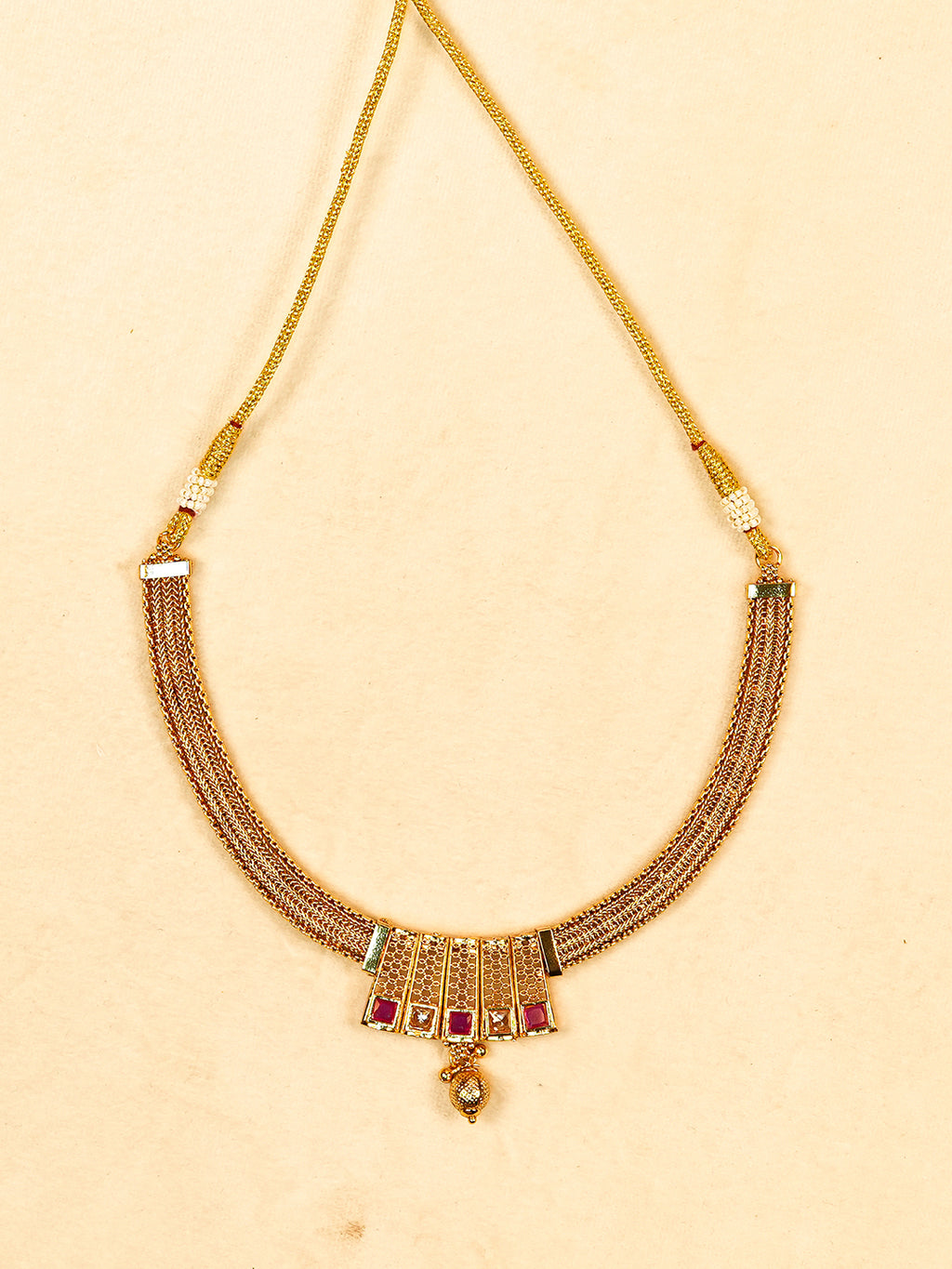 Aanura Gold Plated Layered Necklace & Earring Set