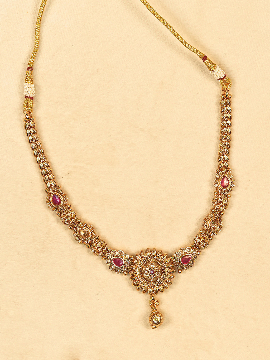 Aanura Gold Plated Sunburst Necklace Set