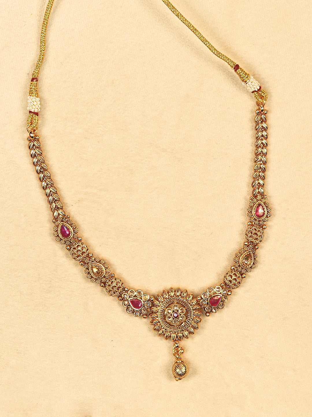 Aanura Gold Plated Sunburst Necklace Set