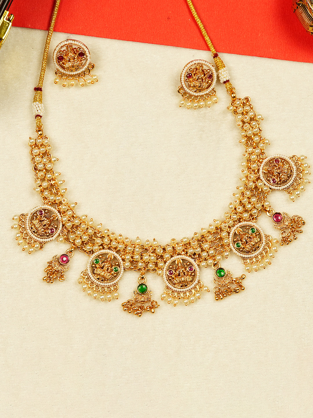 Aanura Traditional Necklace Set in Gold-Plated Finish