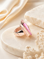 18K Gold Plated Mauve Floral Anti-Tarnish Waterproof Ring