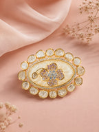 Aanura Gold-Plated Floral Oval Ring with Stones