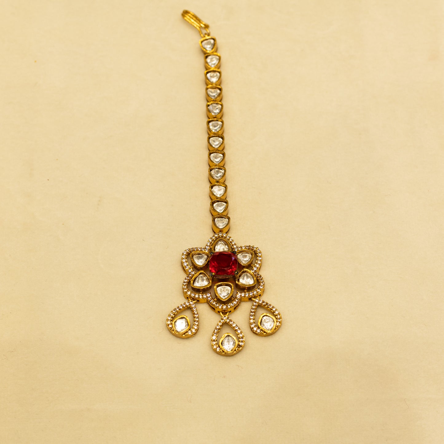 Aanura Bridal Emerald Kundan Necklace with Tikka Set