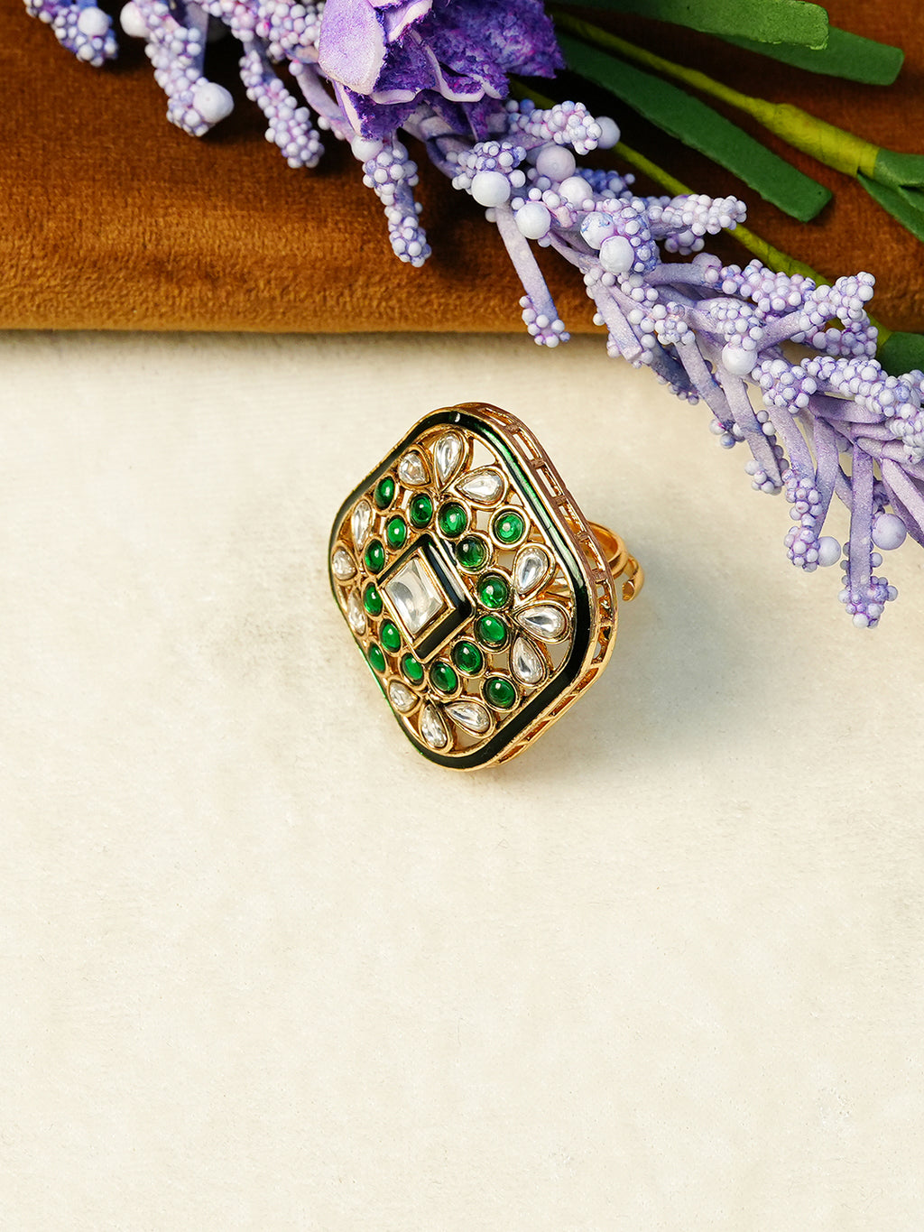 Aanura Ornate Square Adjustable Statement Ring