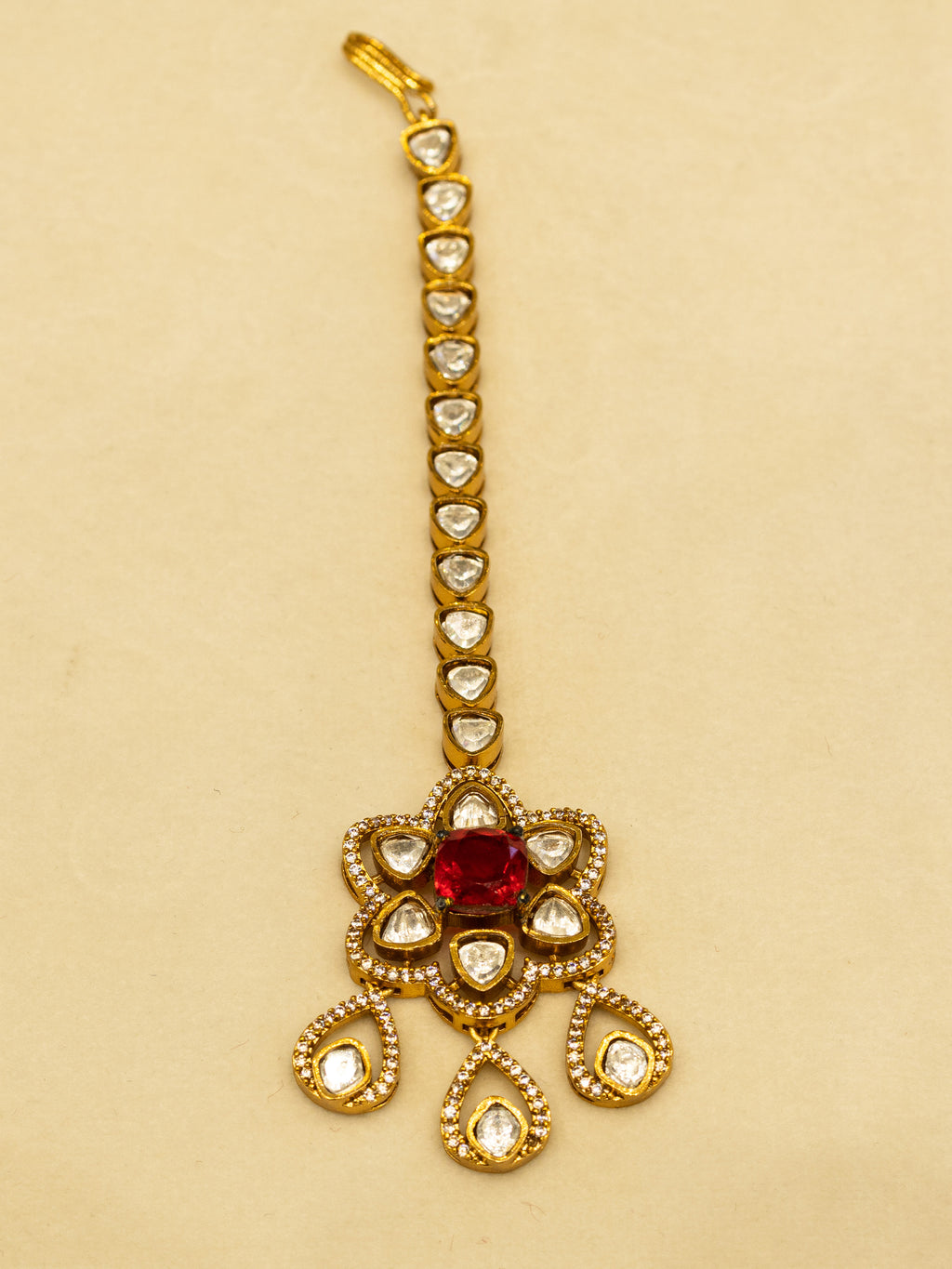 Aanura Bridal Emerald Kundan Necklace with Tikka Set