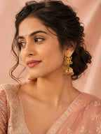 Aanura Temple Earrings with Red Stone Drop