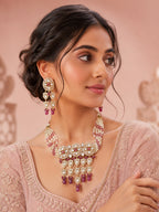 Aanura Green Drop Kundan Choker Necklace & Earrings