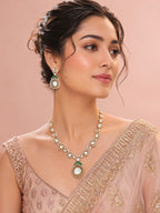 Aanura Long Kundan Necklace with Statement Pendant