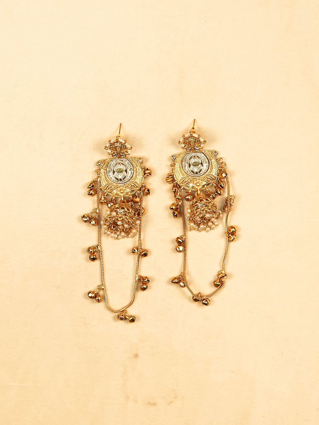 Aanura Gold Plated Temple Statement Earrings