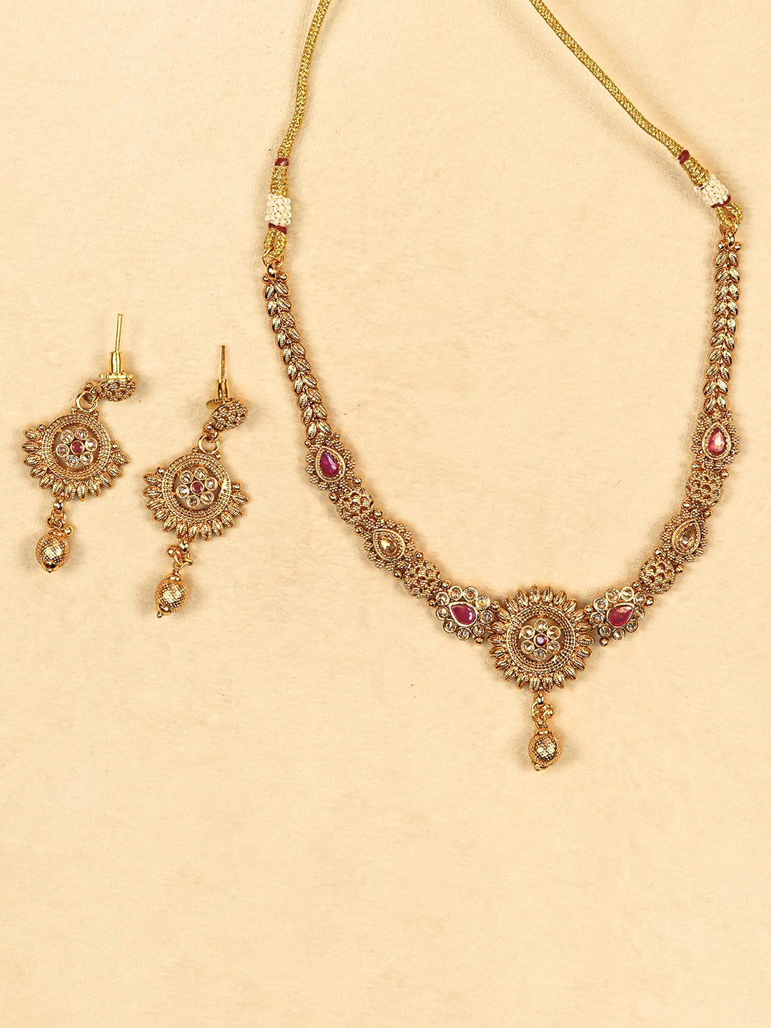 Aanura Gold Plated Sunburst Necklace Set