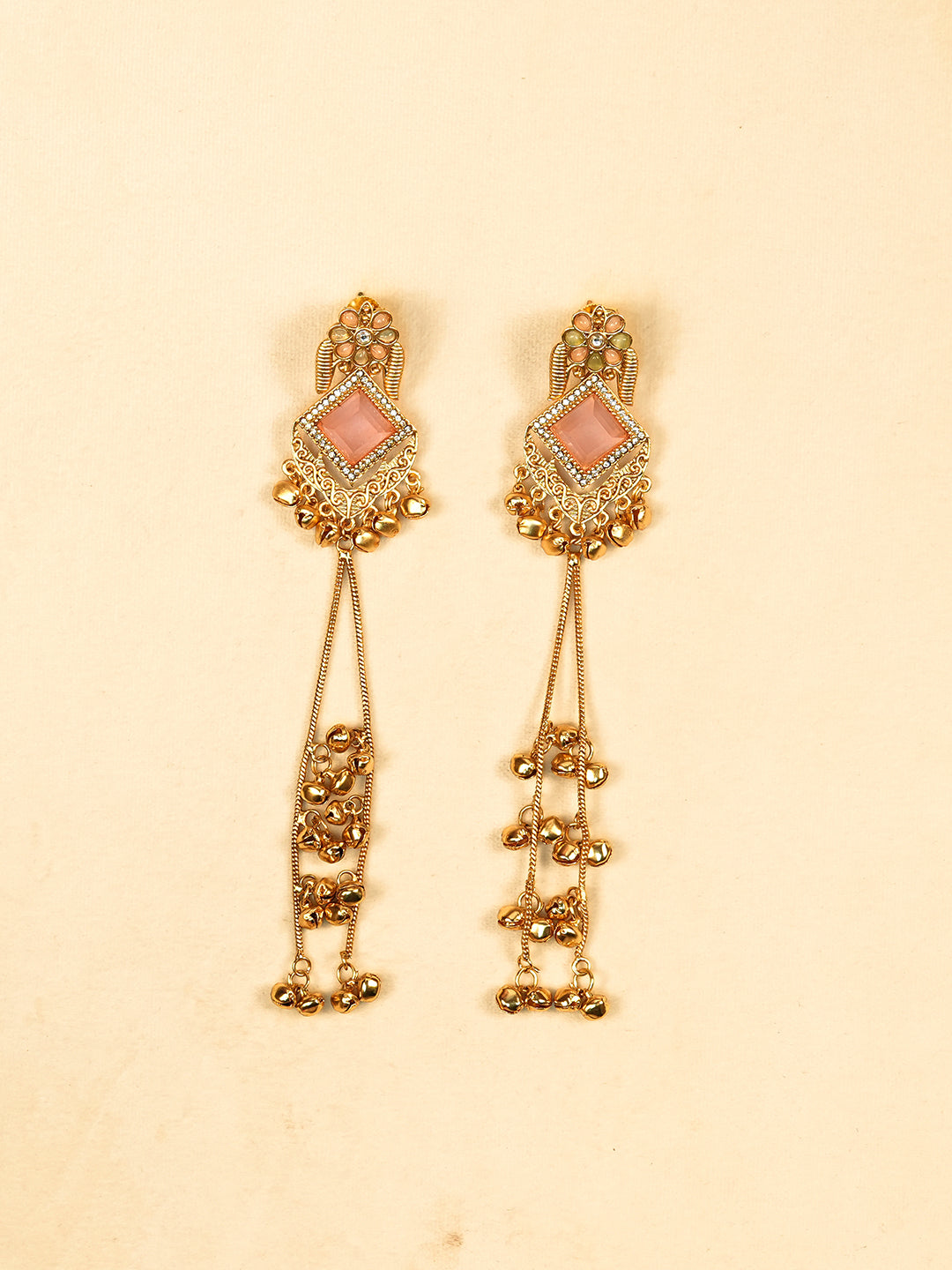 Aanura Gold Plated Royal Drop Jhumka Earrings