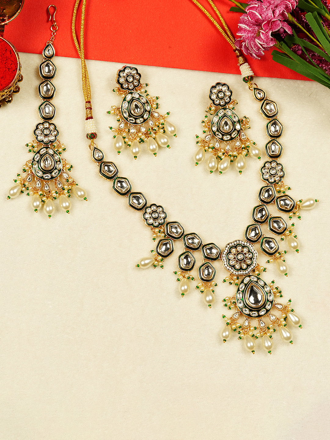 Aanura Gold Plated Traditional Necklace Set