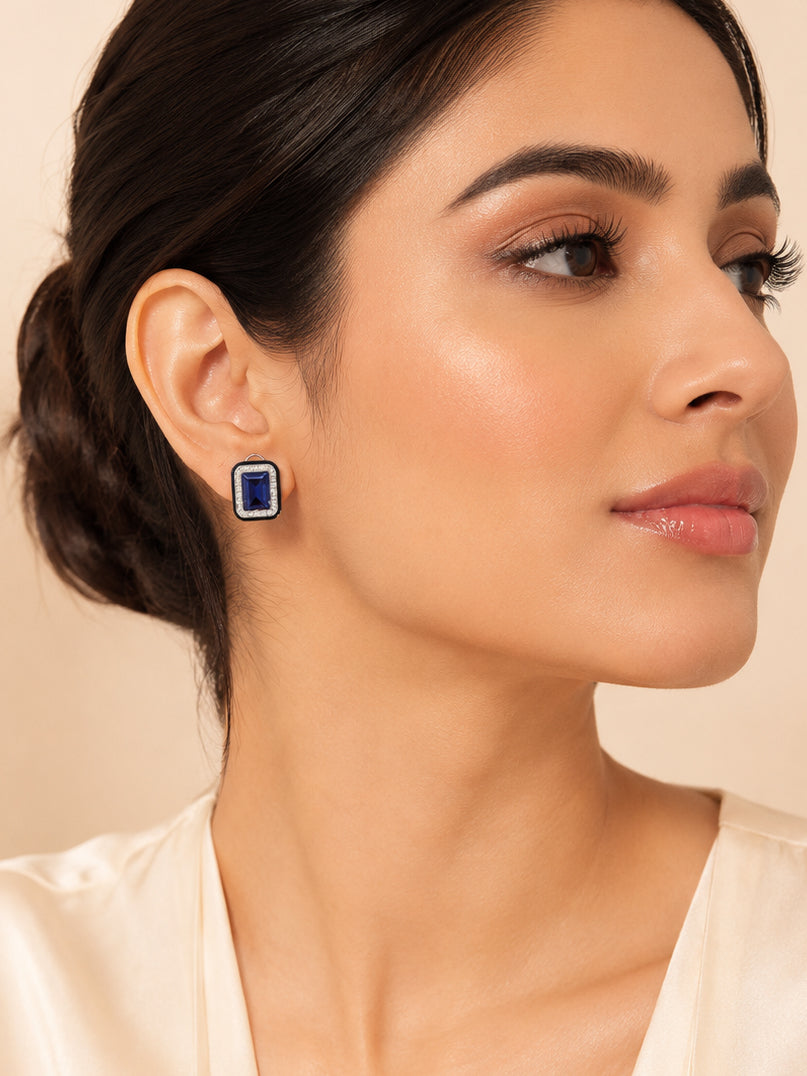Aanura Champagne Rectangular Stud Earrings