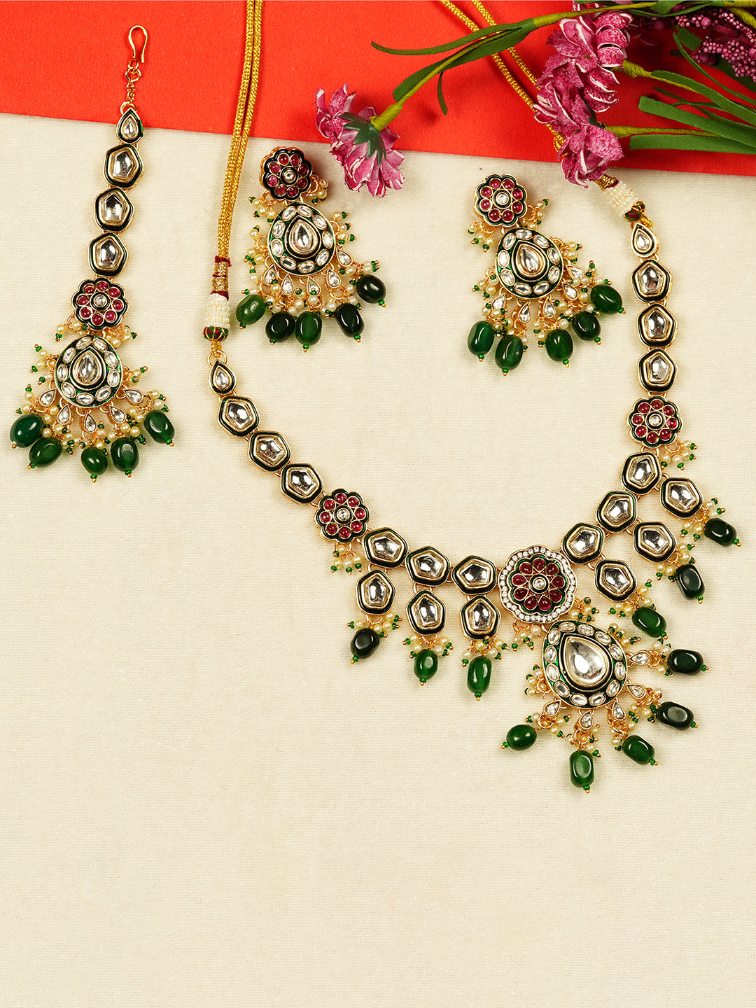 Aanura Gold Plated Traditional Necklace Set