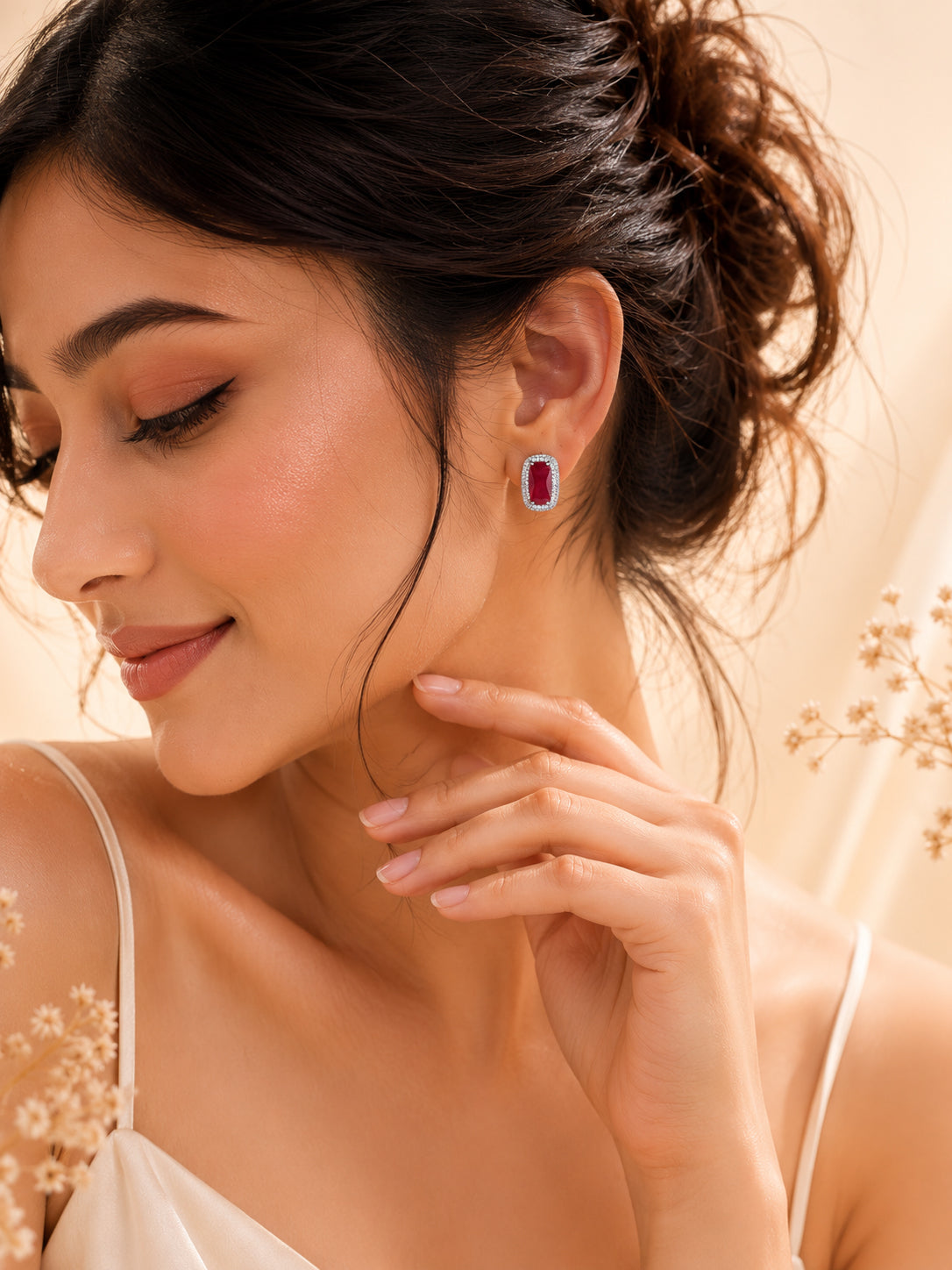 Aanura Yellow Cushion Halo Stud Earrings