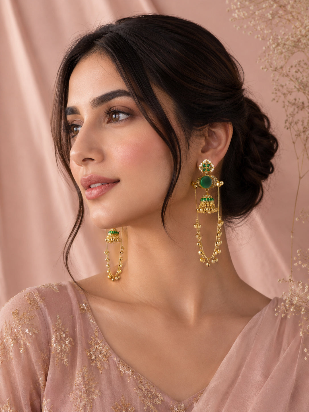 Aanura Gold Plated Stone Earrings with Brass