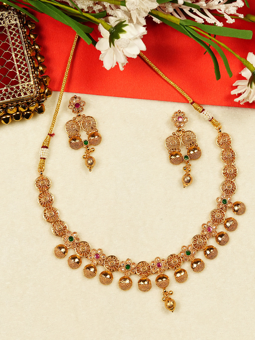Aanura Gold Plated Heritage Disc Necklace Set