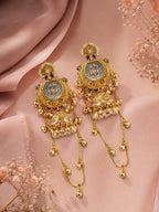 Aanura Gold Plated Temple Statement Earrings