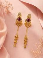Aanura Gold Plated Royal Drop Jhumka Earrings