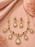 Aanura Pear Drop Necklace & Earrings with Stones