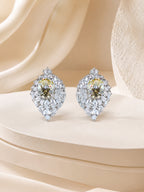 Aanura Red Oval Gemstone Pear Halo Stud Earrings