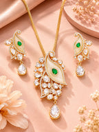 Aanura White Leaf Pendant Necklace & Earrings