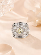 Rhodium Plated Multi Crystal Anti-Tarnish Waterproof Ring