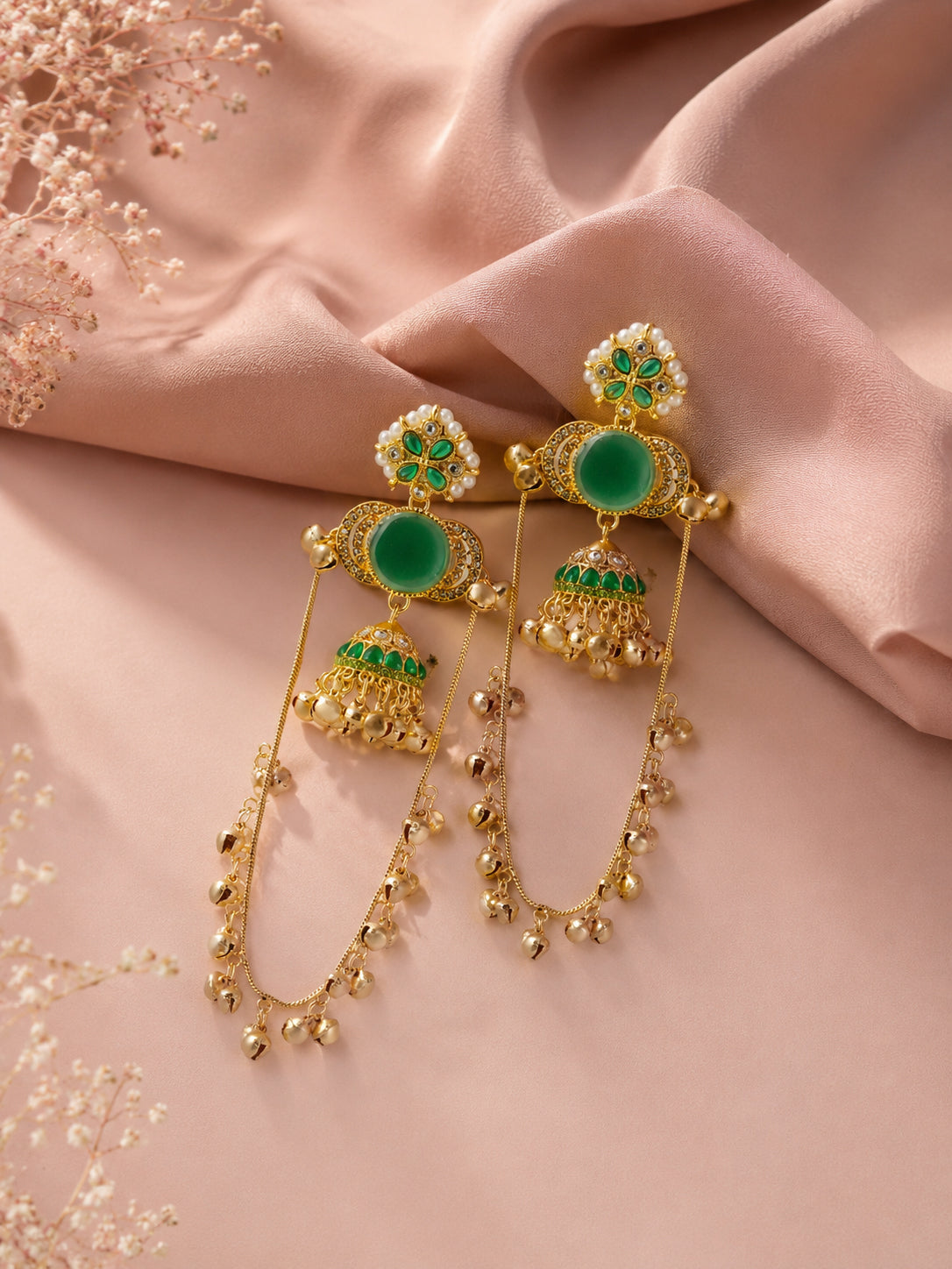 Aanura Gold Plated Stone Earrings with Brass