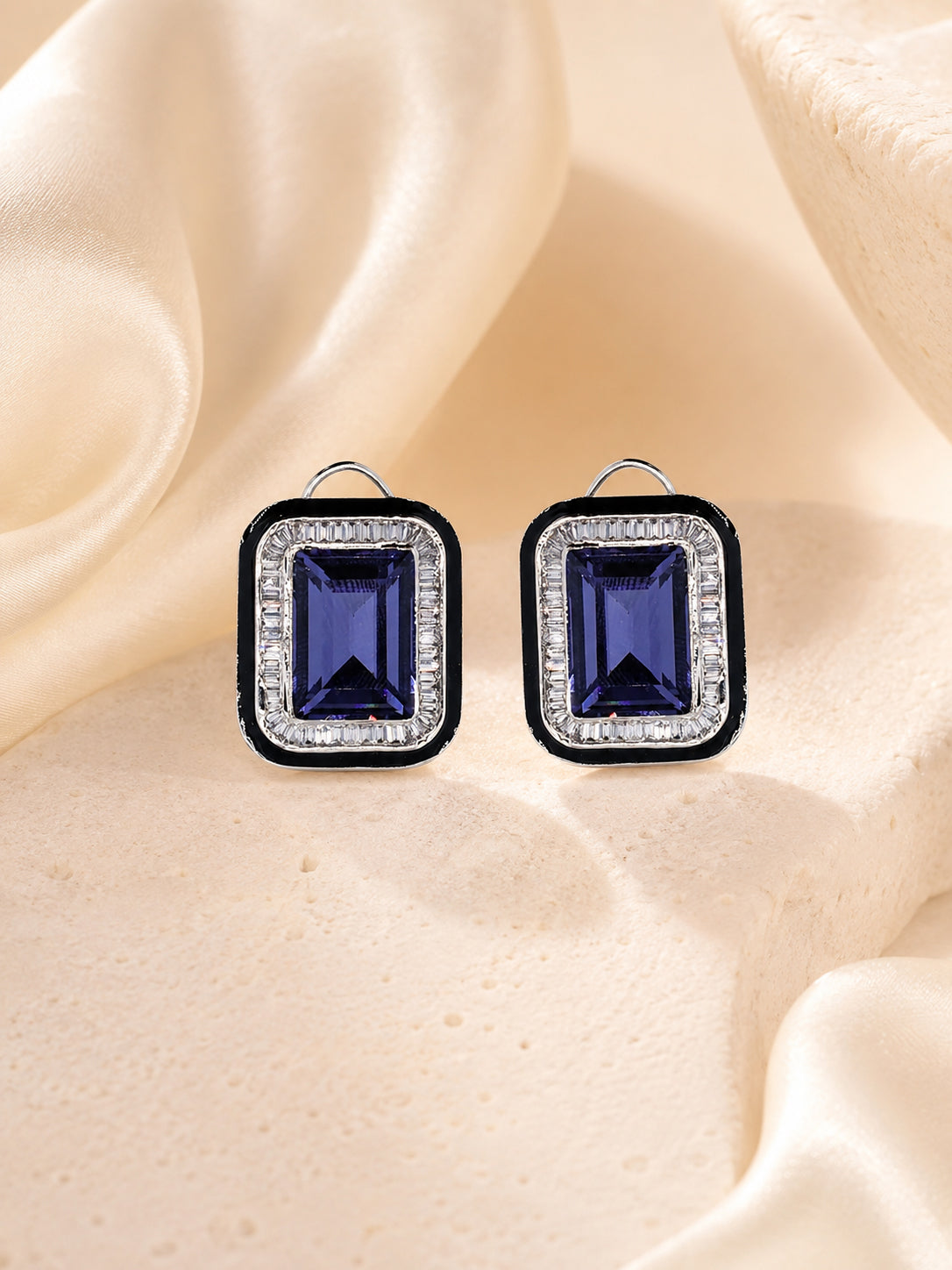 Aanura Champagne Rectangular Stud Earrings