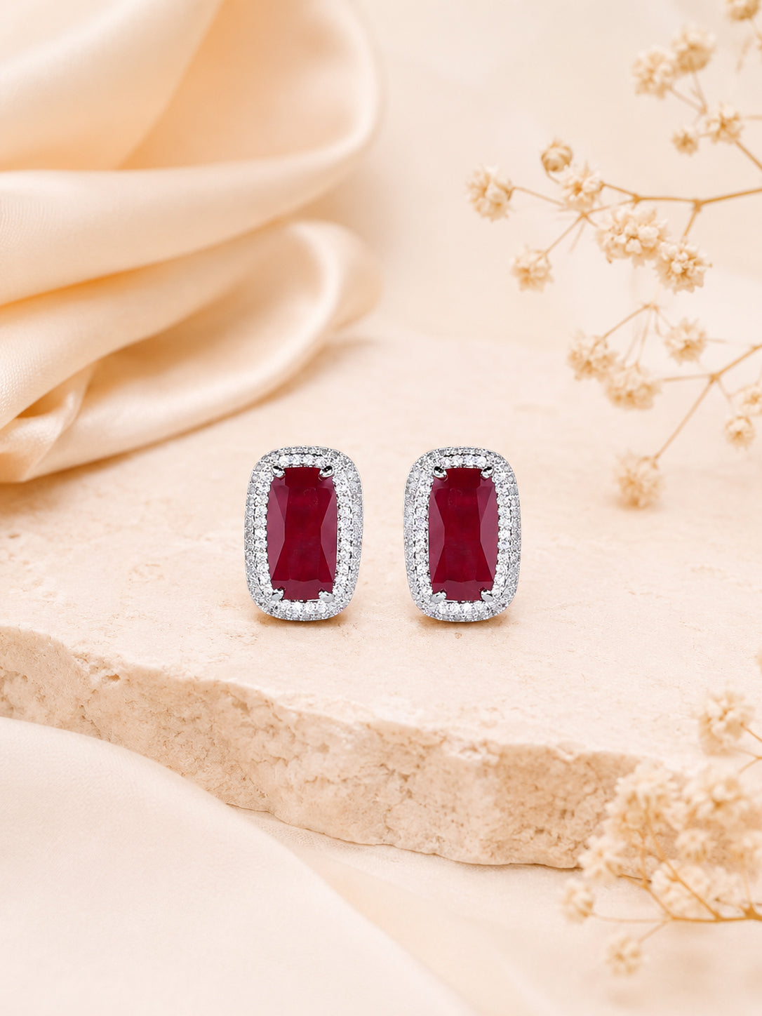 Aanura Yellow Cushion Halo Stud Earrings