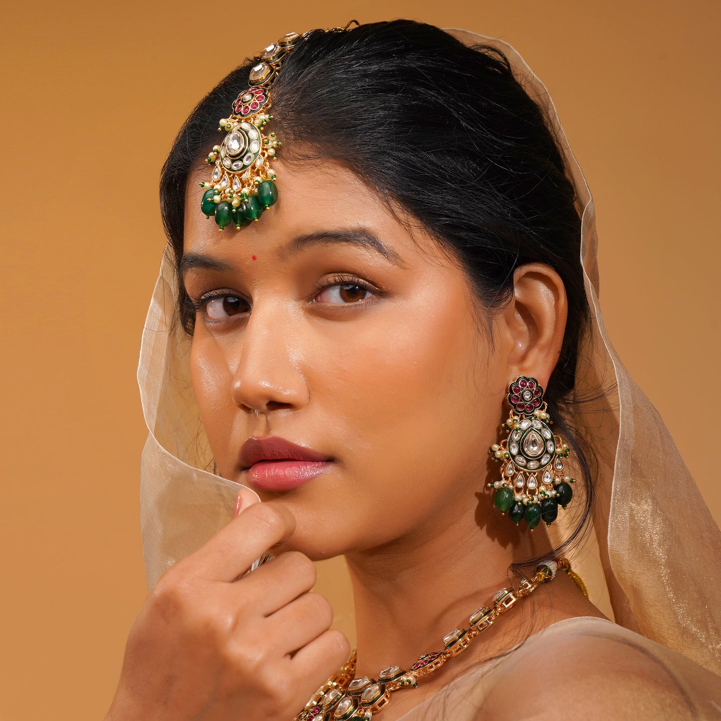 Aanura Gold Plated Traditional Necklace Set