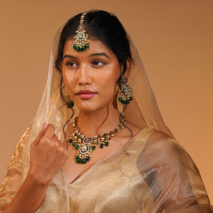 Aanura Gold Plated Traditional Necklace Set