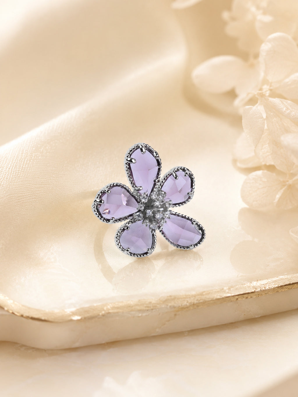 Emerald Flower Statement Ring for Women