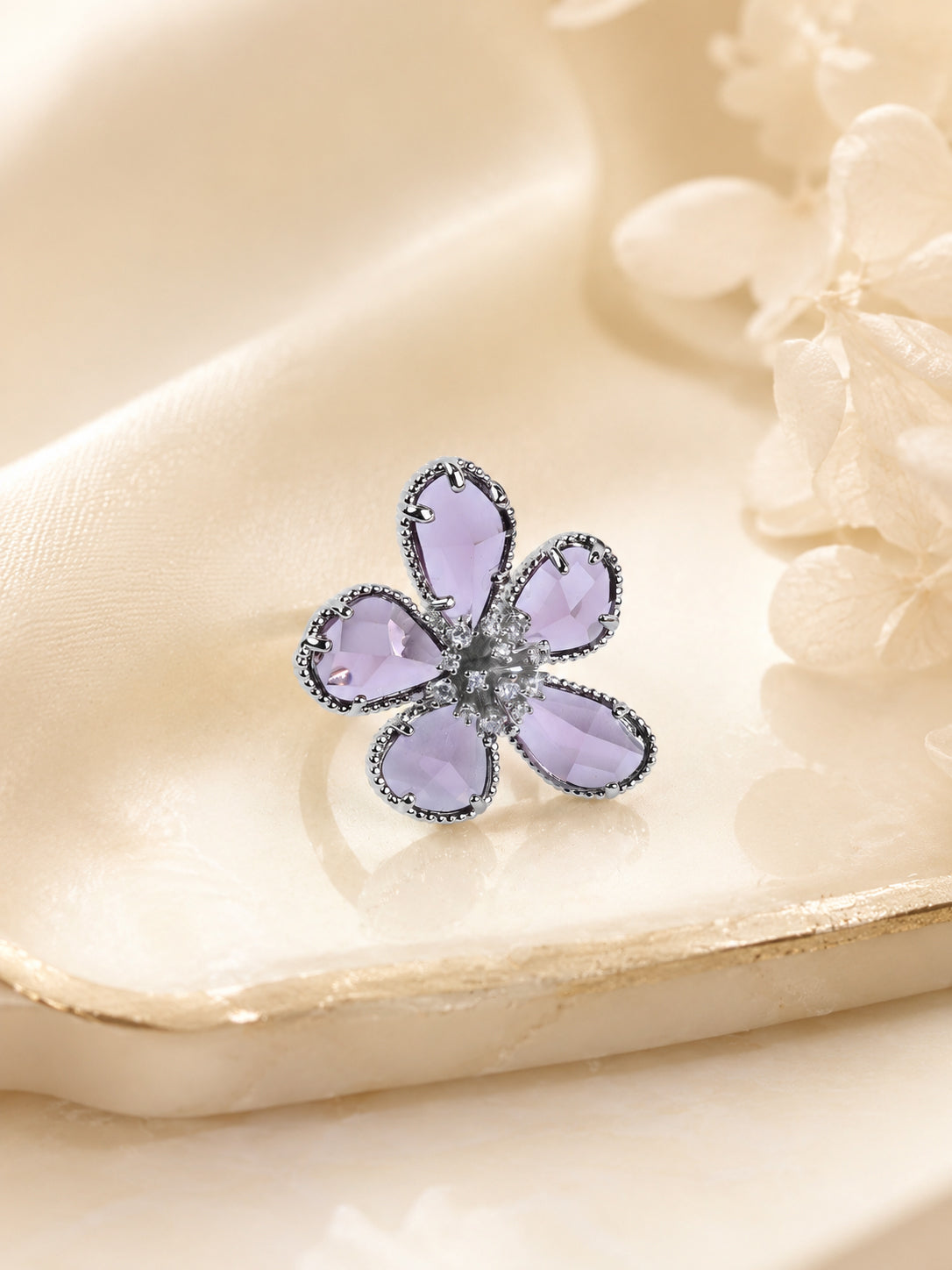 Emerald Flower Statement Ring for Women