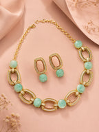 Aanura Gold-Plated Purple Stone Necklace Set