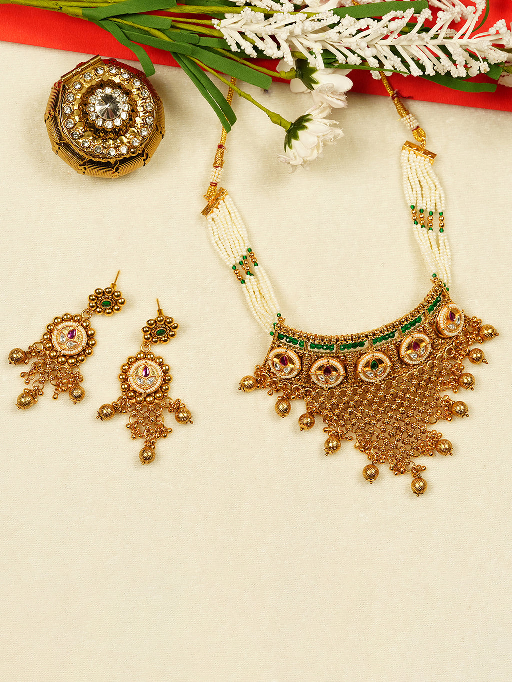 Aanura Gold Plated Heritage Necklace Set