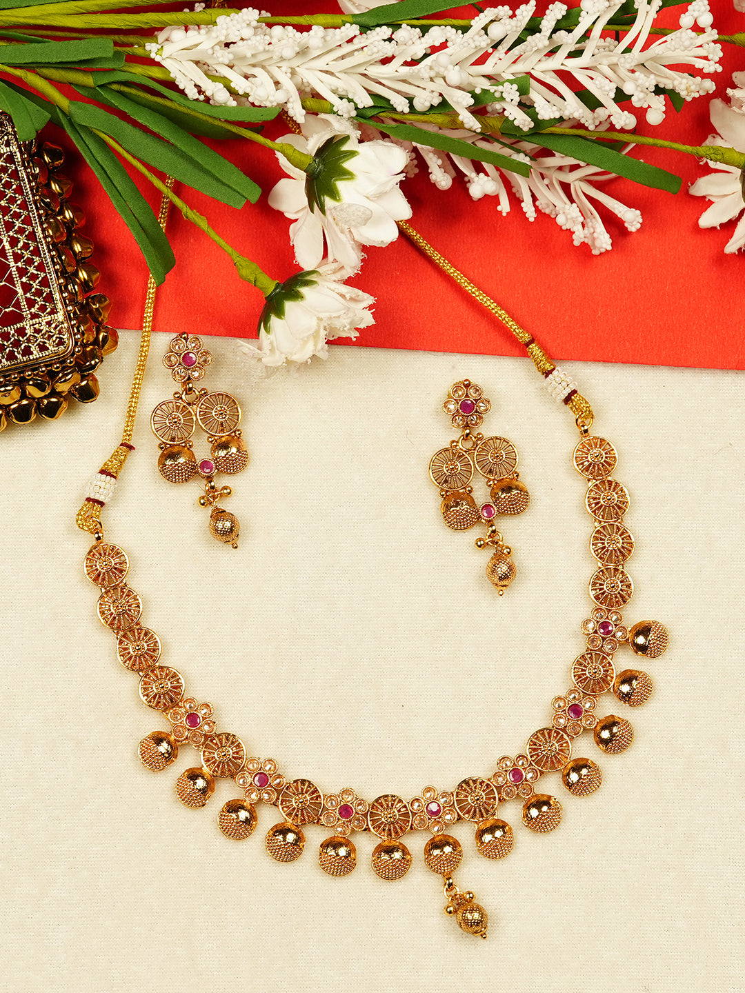 Aanura Gold Plated Heritage Disc Necklace Set