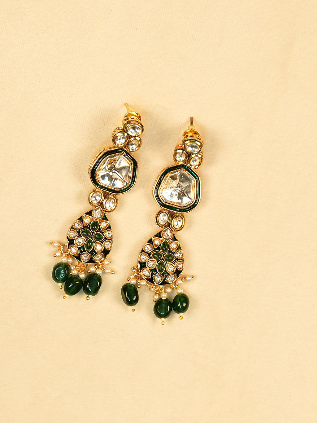 Aanura Gold Traditional Necklace Set With Earrings